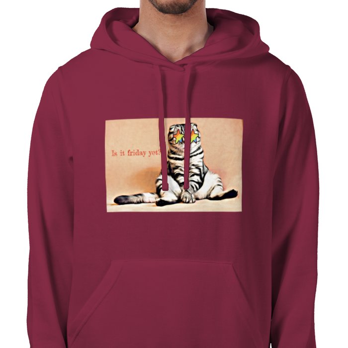 Cat hoodie| Is it Friday yet?| Humorous| Red hoodie