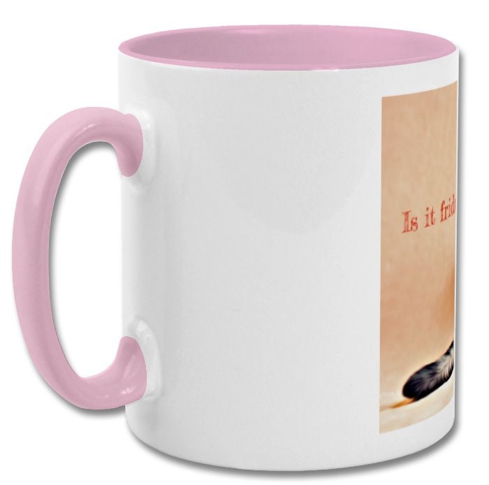 Mug| Is it friday yet?| double coloured cat mug - Pink