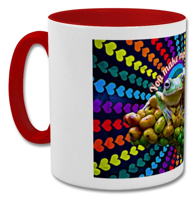 Cute Leap Frog Mug| You make my heart leap| cute leap frog valentine's day gift| double coloured mug
