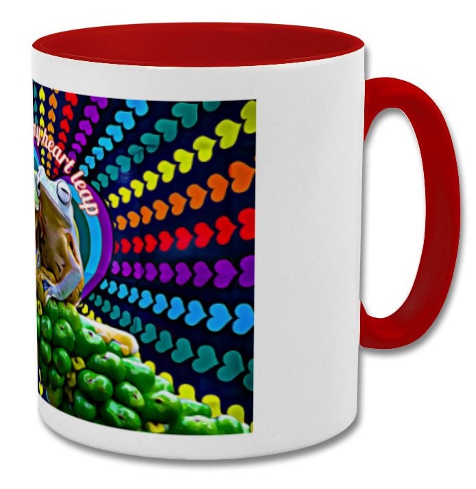 Cute Leap Frog Mug| You make my heart leap| cute leap frog valentine's day gift| double coloured mug